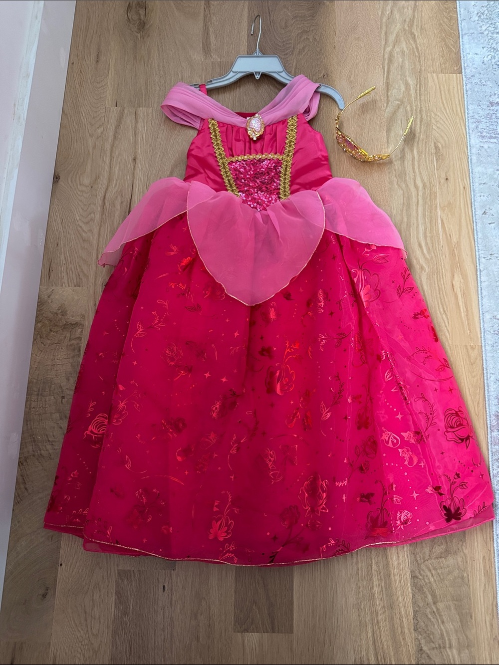 Disney Hot Pink Princess Gown with Gold Tiara Accent